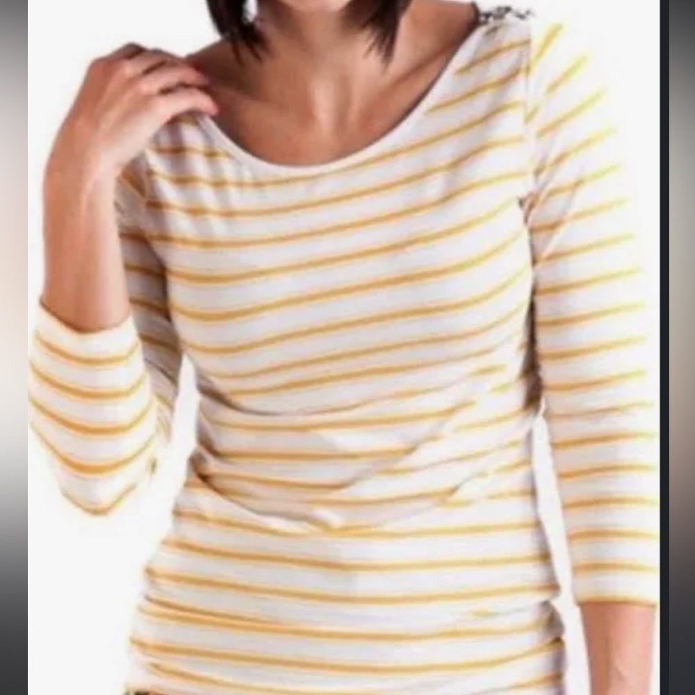 Matilda Jane yellow striped shoulder button top